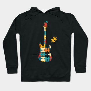 Retro Style Puzzle S-Style Electric Guitar Silhouette Hoodie